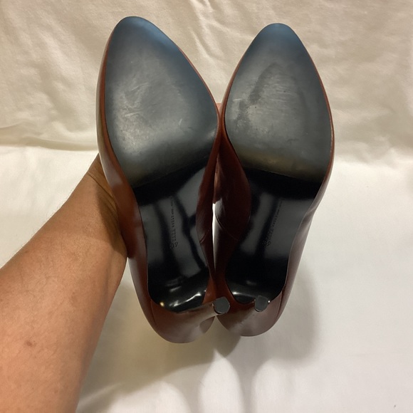 NEW ZARA WOMAN BROWN LEATHER PLATFORM PUMPS SZ 39 - Picture 8 of 13